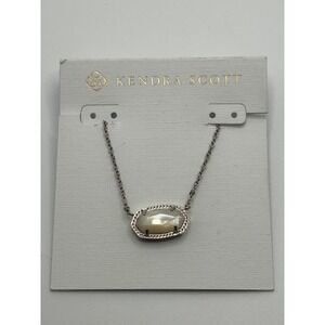 NWT Kendra Scott Elisa Mother of Pearl Necklace Rhodium Plated